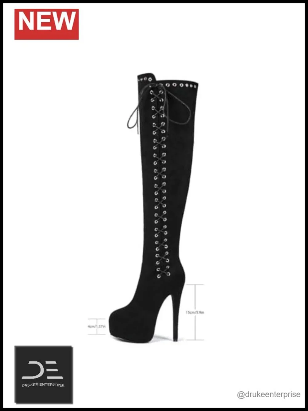 Suede Thigh High Lace Up Platform Stiletto Heel Boots Women's